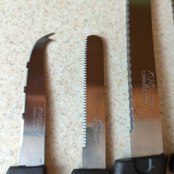 Kinsu 2000 Set of 5 Knives Chef Slicing Bread Serrated Meat - Picture 3 of 7